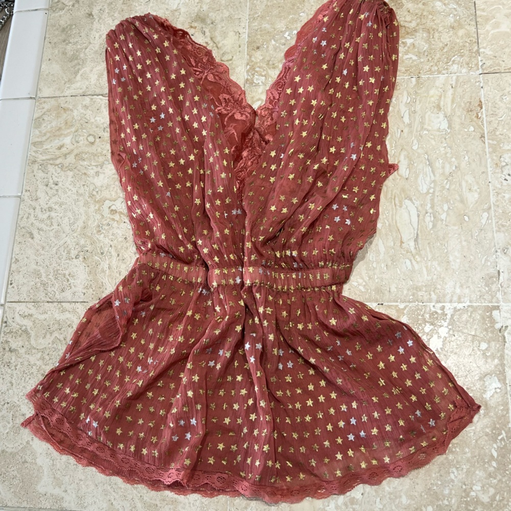 2-in-1 metallic Free People top NEW W/o tags